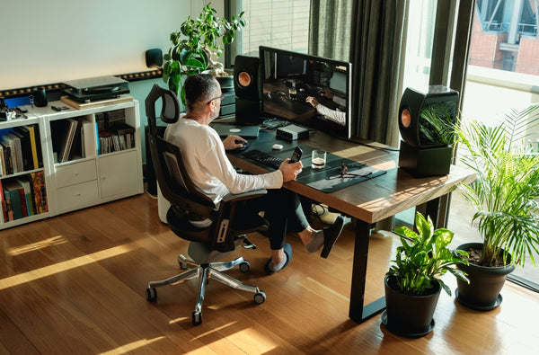 An ideal ergonomic workspace in natural sunlight
